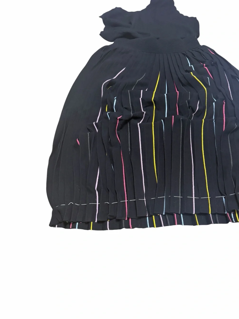Rare Kate Spade Rainbow Pleated Sweater Midi Dress Black M NWOT